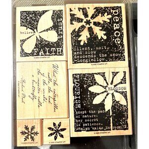 Stampin Up! "Natures Secret" Set Of 6 Wood-Mounted Rubber Stamps Holiday